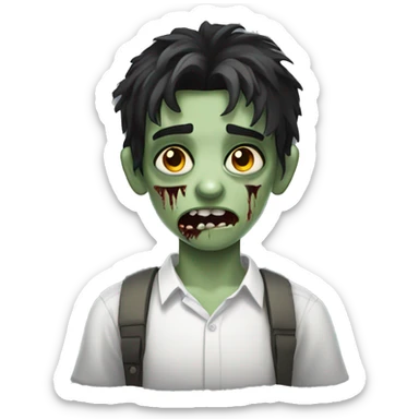 teen boy zombie with dark hair and white shirt sticker