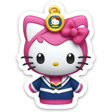 Hello kitty 3d happy smile with sailor moon sticker