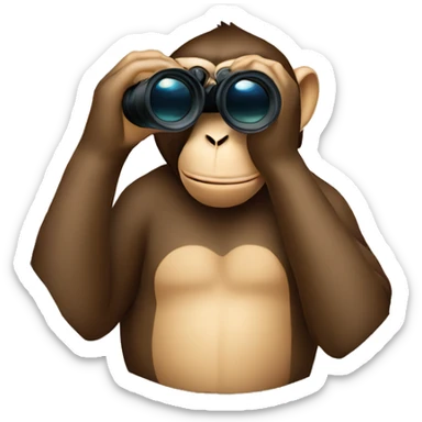 Monkey watching through binoculars sticker