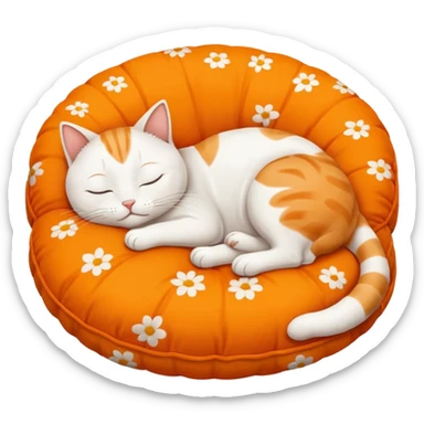 a lazy cat sleeping on a cusion sticker