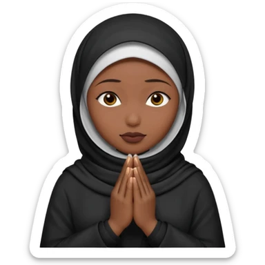 darkskin muslim black woman praying with dark hijab sticker