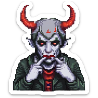 devil making a be quiet gesture, finger to lips sticker