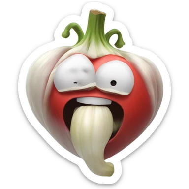 A little heart coughing in a cloud of garlic and onion sticker