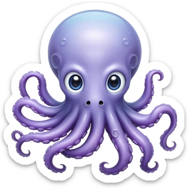 Cinematic Noble Baby Octopus Portrait Emoji, Poised and graceful, with a soft, rounded, slightly translucent body in a dreamy light blue-purple hue, large, glistening eyes full of quiet intelligence and mystery, delicate, flowing tentacles curling gently, Simplified yet sophisticated features, highly detailed, glowing with a soft, ethereal oceanic radiance, high shine, elegant and serene, stylized with an air of deep-sea wonder, focused and tranquil, soft glowing outline, capturing the essence of an otherworldly, intelligent little cephalopod, floating effortlessly in the gentle ocean currents! sticker