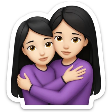 two girls - 1 black haired light skin and second is light skin brunette are hugging sticker