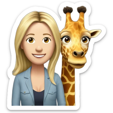 Victoria Coren-Mitchell and Phil Mitchell riding a giraffe sticker