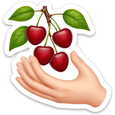 Hands grabbing cherries sticker