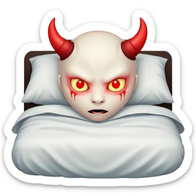 a sleep demon, with glowing eyes, lurking in darkness sticker