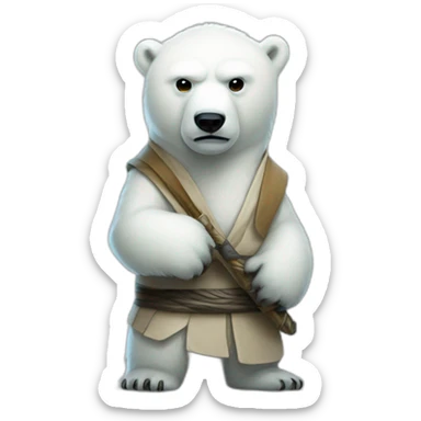 A polar bear jedi sticker