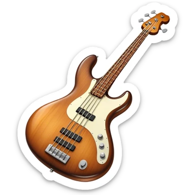 Cinematic Realistic Bass, deep polished wood with rich grain, thick taut strings stretching across its curved body, subtle warm lighting emphasizing its form, glowing with depth and powerful musical resonance. sticker
