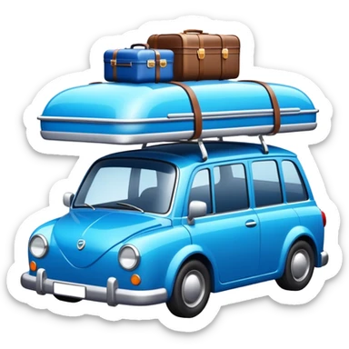 Road trip car with roof luggage rack sticker