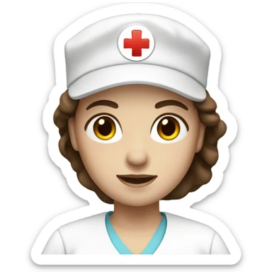female nurse with brown hair, white skin sticker