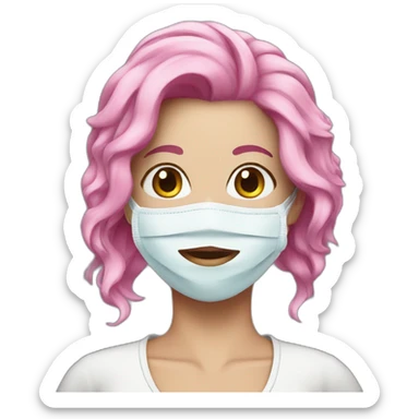 pink hair mistress with a face mask sticker