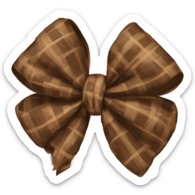 Brown plaid bow sticker