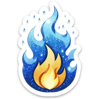 navy blue glitter fire sticker