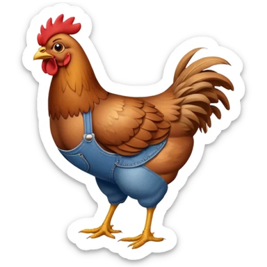 chicken wearing blue jeans anatomically correct no straps  sticker