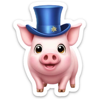 cute pig in a New Year's hat sticker