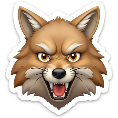 angry old grey mangey coyote sticker