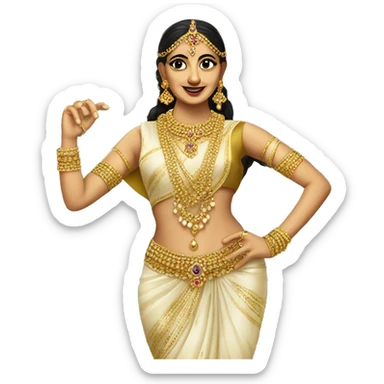 Desi classical dancer with gold jewellery  sticker
