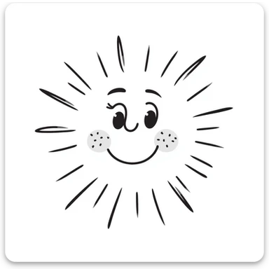 hand drawn doodle sun with decorative elements sticker
