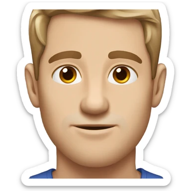 white man, with brown hair, hazel eyes, with a small mole on his cheek sticker