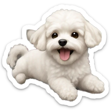 Maltipoo rides a train sticker