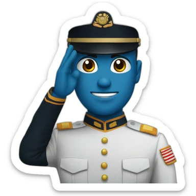 Marine saluting in blue uniform sticker