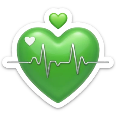 green heart with ECG heartbeat line sticker