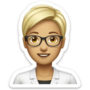 female Teacher with file glasses blonde pixie haircut sticker