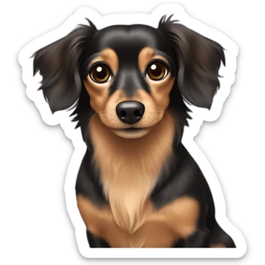 Long hair dachshund Chihuahua mix with balck & dark brown hair sticker