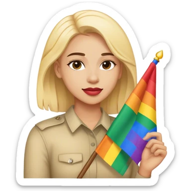 woman with lgbt flag sticker