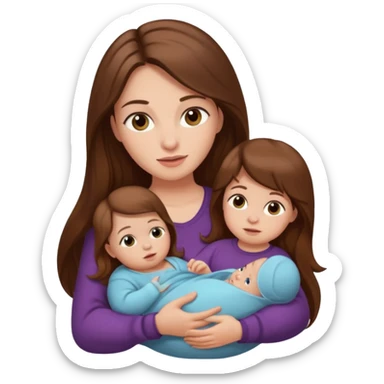 "Woman with long brown hair and fair skin holding a baby with fair skin."
 sticker