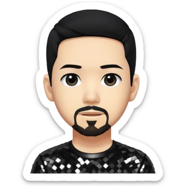 Mike Shinoda with black hair, black sequin shirt sticker