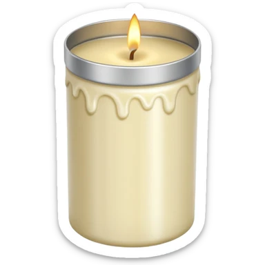 Vanilla candle – cream-colored wax in a silver tin sticker