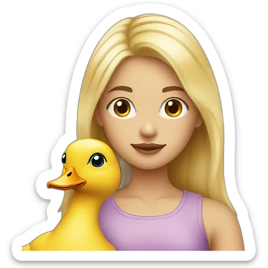 Blonde girl with duck sticker