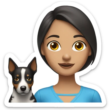 brunette girl with blue heeler sticker