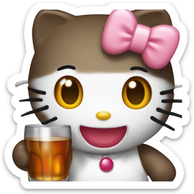 Hello Kitty, drinking Hennessy not full body sticker