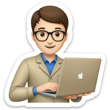 a programmer happy with a microsoft laptop sticker