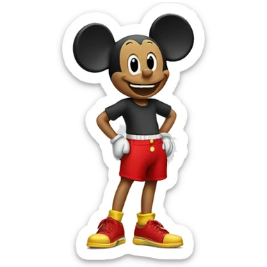 Mickey Mouse with red shorts and yellow shoes sticker