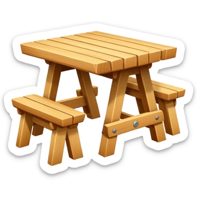 mesa alta color madera natural con bancas altas de color madera natural sticker