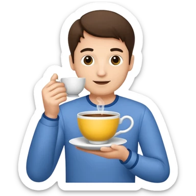 man holding teacup sticker