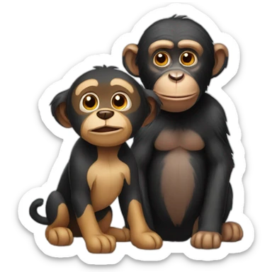 Dog + chimpanzee sticker