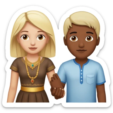 Indian man and blonde woman holding hands sticker