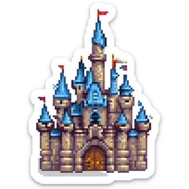 Disneyland Castle pixel art style sticker