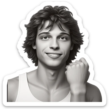 smiling boy in monochrome sticker