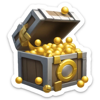 loot box that has gold and pokeballs sticker