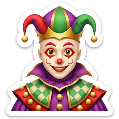 crazy colorful human jolly joker, medieval, vintage, court jester sticker