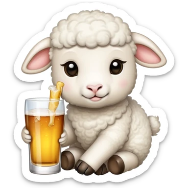 little lamb drinking alcohol  sticker