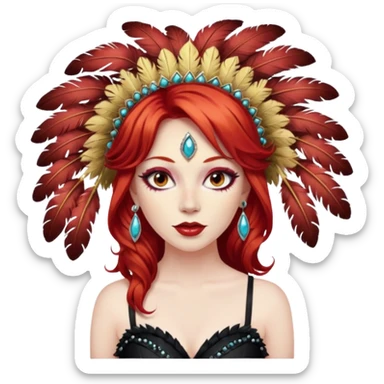 Burlesque dancer moulin rouge red hair sticker