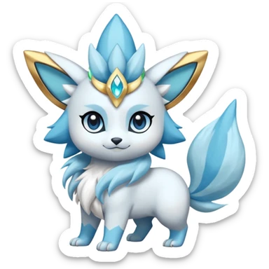 Fluffy floofy furry scaly cute elegant pristine beautiful precious pretty Primarina-Glaceon-Solgaleo1Suicune-Amaura-Dialga-fusion sticker